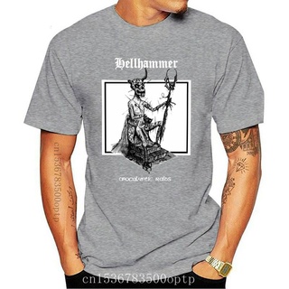 เสื้อยืดผ้าฝ้าย พิมพ์ลาย Hellhammer metal band POgcbm95FBdamo16 สีดําSize S-5XL