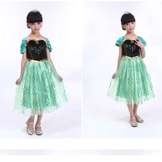 ❤️KIDSZONE❤️ ️ ️ชุดเจ้าหญิงอันนา สวมใส่ง่าย นุ่มสบายสบาย ไม่ระคายผิว ( สีเขียว ) รุ่น 12133