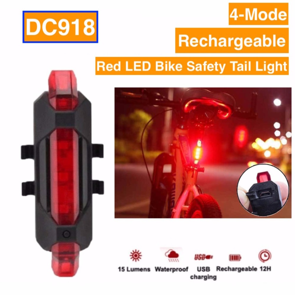 Soudelor Taillight ไฟท้ายจักรยาน แบบชาร์จ USB ไฟจักรยาน แสงไฟ LED ชาร์จไฟผ่าน ไฟเตือนจักรยาน Bicycle warning light