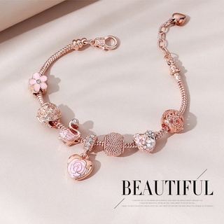 กำไรข้อมือ สร้างข้อมือ Theme วาเลนไทน์ สี Rose gold เรียบ หรู ดูดี ขนาดฟรีไซค์ ใส่ได้กับทุกชุด ของขวัญให้เเฟน ล้ำค่า