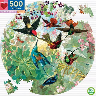 eeBoo  Hummingbirds 500Pc Round Puzzle จิ๊กซอว์รูปนกฮัมมิ่งเบิร์ดแบบ 500 ชิ้น