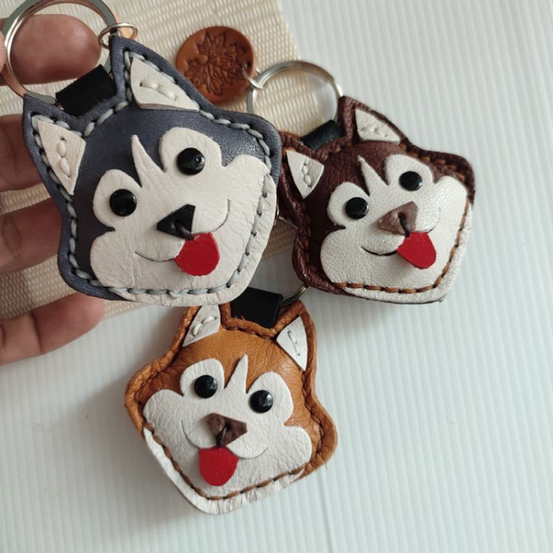 พวงกุญแจรถยนต์ พวงกุญแจหนังแท้ ไซบีเรียน พวงกุญแจหมา ไซบี ฮัสกี ไซบีเรียนฮัสกี้ พวงกุญแจสุนัข พวงกุญแจน้องหมา [หนังแท้] - รูปที่ 3
