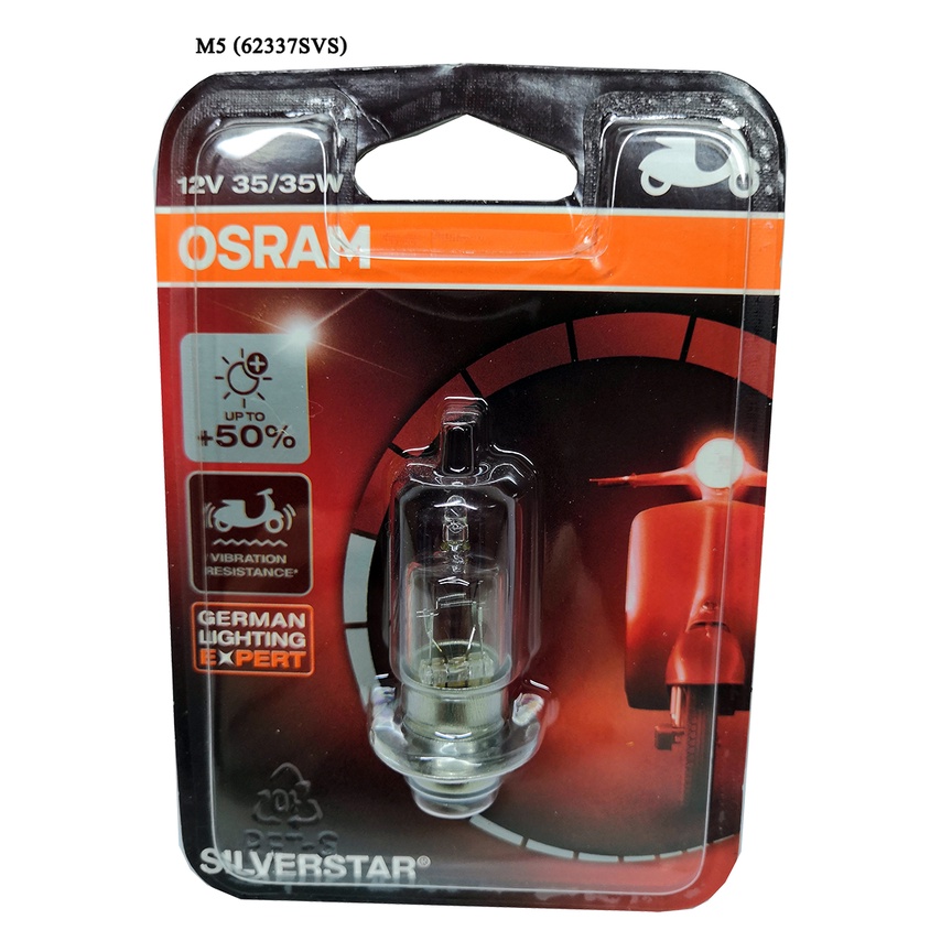 หลอดไฟหน้ารถมอเตอร์ไซค์ ขั้ว M5 OSRAM SILVERSTAR  รหัส 62337SVS (โล๊ะสต๊อก)