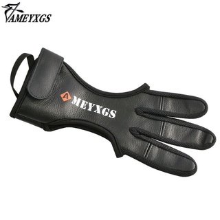 AMEYXGS Archery Protective Glove Hand Leather Black Guard Glove Safety Archery 3 Fingers Gloves For Recurve Compound Bow Shooting