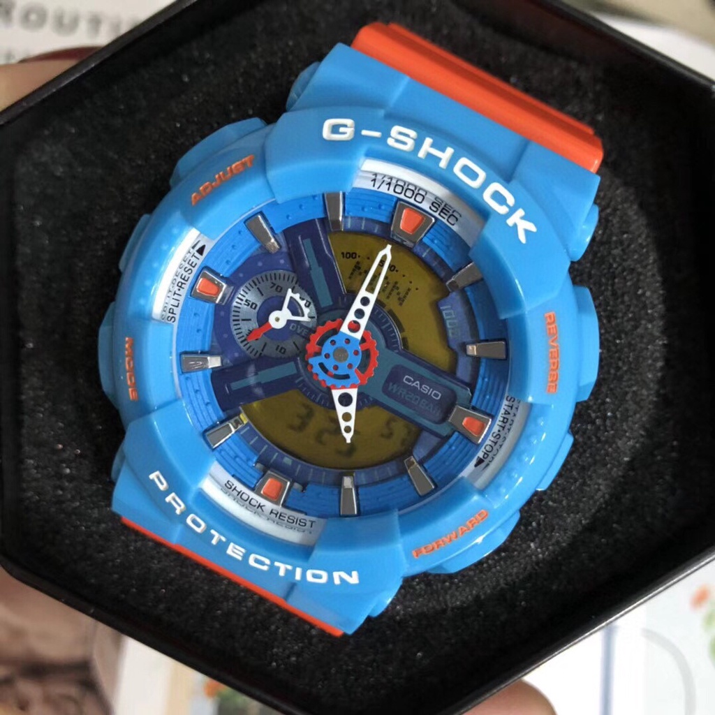 G-shock GA-110NC-2A สีฟ้าสีส้มกีฬานาฬิกา Unisex นาฬิกาสปอร์ตกันน้ํา HV597