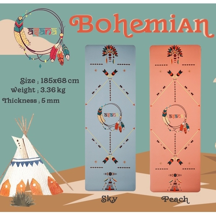 ASANA ฺBohemian เสื่อโยคะหนา 5 มิล กันลื่น พื้นผิวหนึบ