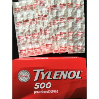 ไทลินอล (Tylenol) 500 พาราเซตามอล 500 มก. แบบแผง 10เม็ด จำนวน 10แผง