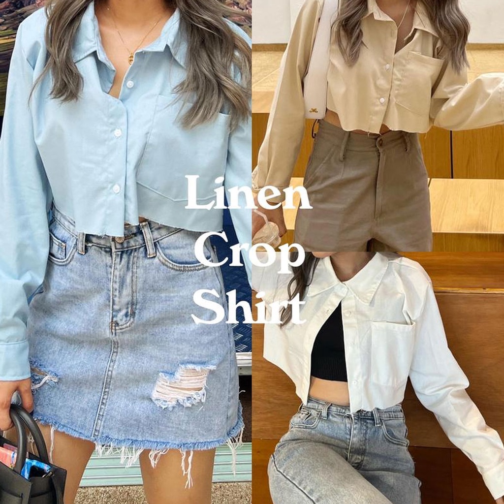🌷 Tulipandteaclub เสื้อเชิ้ตครอป Linen Crop Shirt