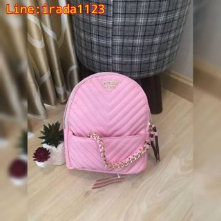 Victoria’s Secret Pebbled V-Quilt Small City Backpack ของแท้ ราคาถูก