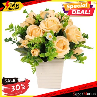 ดอกกุหลาบในแจกันเซรามิค WACH 01 สีส้ม ต้นไม้ประดิษฐ์ ARTIFICIAL ROSE IN CERAMIC VASE WACH 01 ORANGE อุปกรณ์ตกแต่งสวน