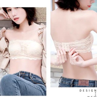 เสื้อชั้นในเกาะอก ลายลูกไม้ กระชับ ใส่สบาย สีสวย women tupe top bra