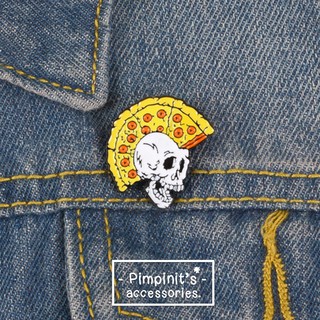 🇹🇭 พร้อมส่ง : 💀 เข็มกลัดลายหัวกระโหลกผมทรงโมฮอก | Skull Mohawk Hairstyle Enamel Brooch Pin.