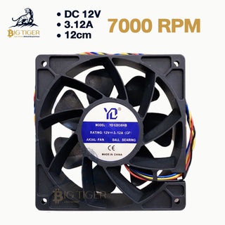 YD 12038HB 12V 3.12 A 7000 RPM FAN พัดลมเครื่องขุด Asic เสียงเบา