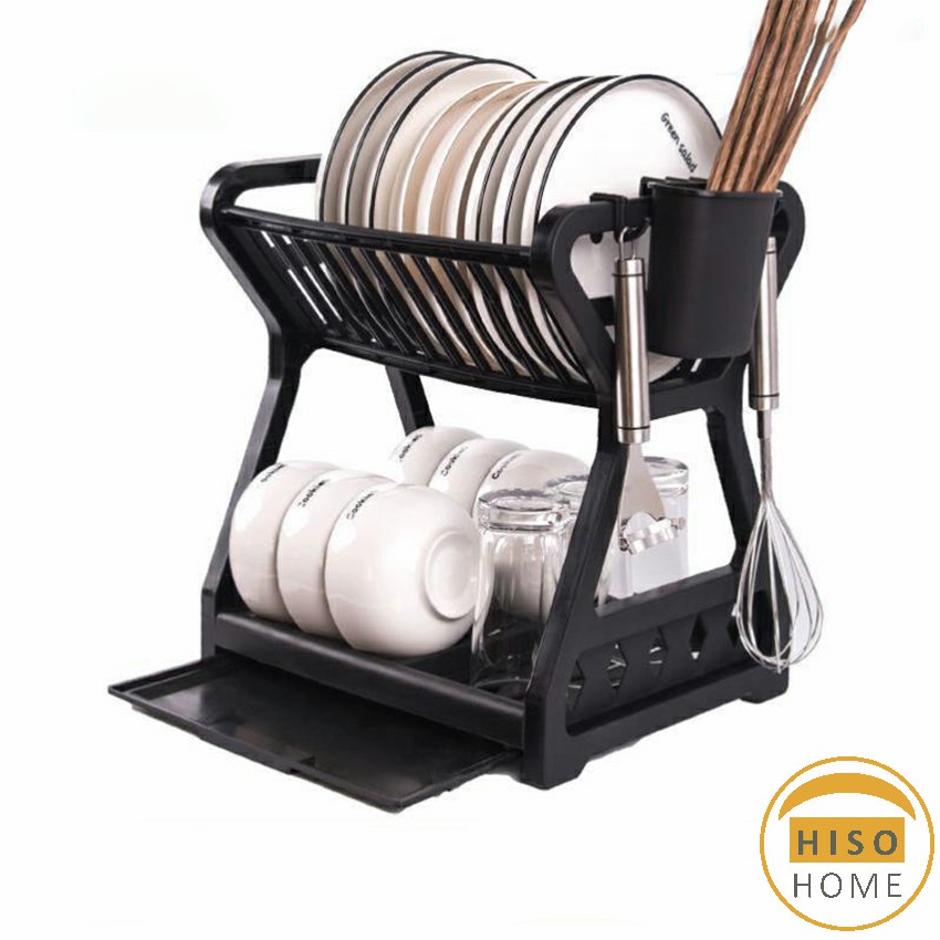 ชั้นวางจาน พลาสติก ชั้นวางจานอเนกประสงค์ ที่เก็บของในครัว ย้ายง่าย Drain bowl rack