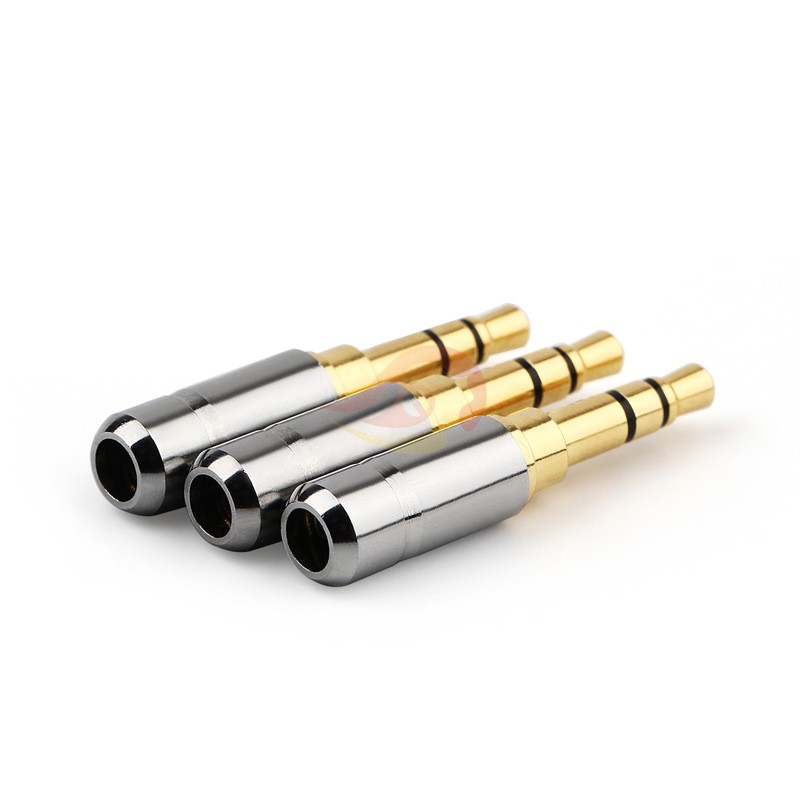 Mini 3.5 มม. 3 ขั้ว แจ็คหูฟังสเตอริโอ ทองบริสุทธิ์สูงขุบทอง - สีเงิน