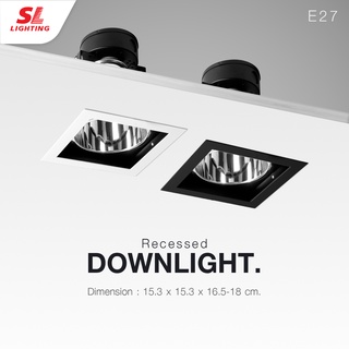 SL LIGHTING | โคมไฟดาวน์ไลท์ E27 แบบฝังฝ้า ทรงสี่เหลี่ยม รุ่น SL-6-667