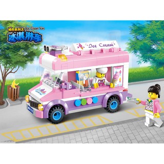 ProudNada Toys ของเล่นเด็กชุดตัวต่อเลโก้รถขายไอศครีม ENLIGHTEN City Series Ice-Cream Van 212 PCS 1112