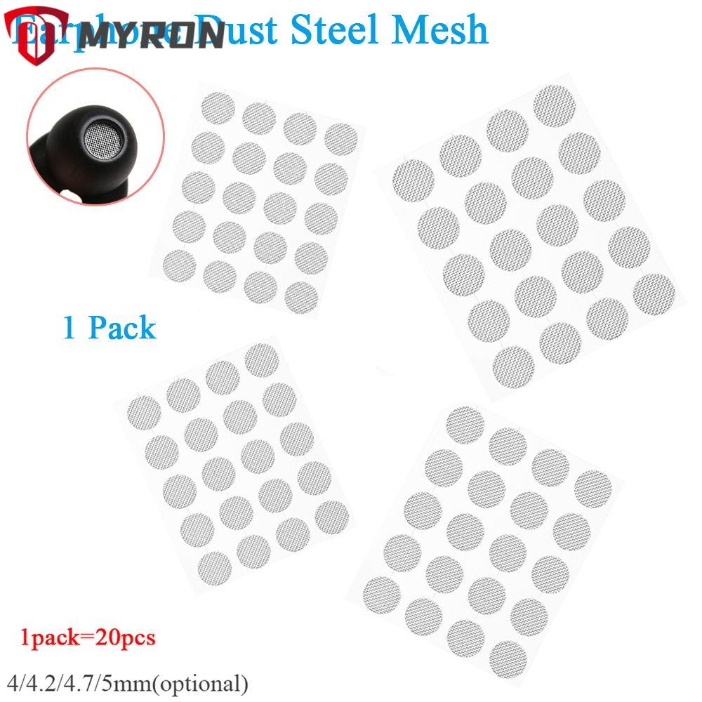MYRON 20pcs/set 4mm 4.2mm 4.7mm 5mm Professional Steel Mesh Self-adhere Filter Screen Dust Network New Headset Replacements Earphone Accessories In-ear Headphones Parts Dustproof Net