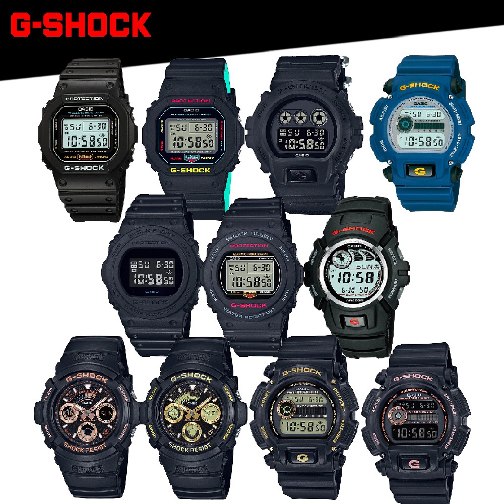 Casio G-Shock นาฬิกาข้อมือผู้ชาย สีดำด้าน สายเรซิ่น รุ่น DW-6900 DW-5600 DW-5750E AW-591GBX DW-9052GBX