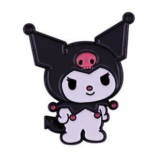 เข็มกลัด รูปการ์ตูน My Melody Kuromi Jester Hat Skull Girl น่ารัก สีดํา สไตล์ญี่ปุ่น