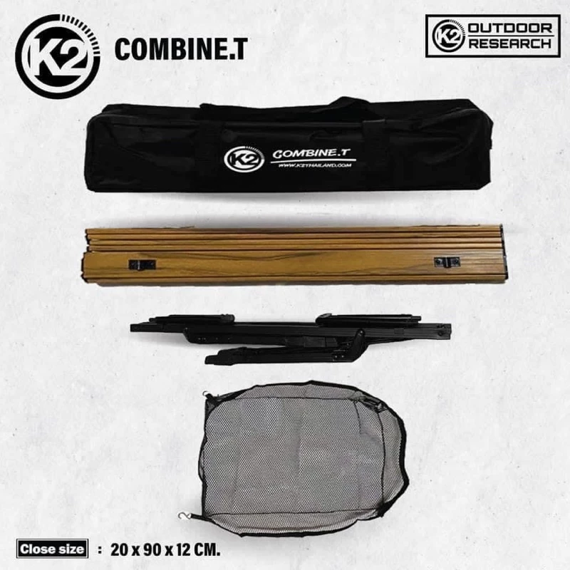 โต๊ะแคมป์ปิ้ง  K2 COMBINE.T โต๊ะอลูมิเนียมลายไม้ โต๊ะอลูมิเนียม โต๊ะพับได้ โต๊ะปรับระดับ (พร้อมกระเป๋าจัดเก็บ) thumbnail 5