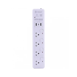 ส่งฟรี Toshino รางปลั๊กไฟ 4 ช่อง + 2 USB 1 Type C 4 สวิตช์ ยาว 3 เมตร รุ่น WY-43