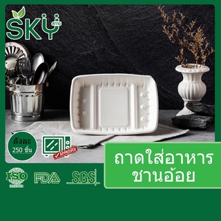 [ขายส่ง 250 ชุด] SKY ถาดใส่อาหารชานอ้อย ถาดอาหารใช้แล้วทิ้ง Food Grade รุ่น T108