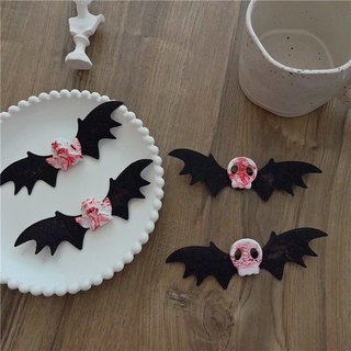 Ins Soil Cool Skull Bat Hairpin Girl New Halloween Dark Lolita Devil Wings Clip Harajuku Hairpin Clip Headwear Female