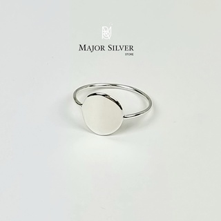 แหวนลวดหัวแบนกลม 10 mm /  แหวนเงินแท้ 92.5% แบบเกลี้ยง เรียบๆ เท่ๆ แหวนเงินแท้ 100 Major Silver  :  E-V-FR10