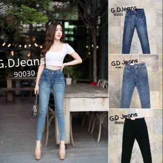 G.D.Jeans รุ่น 90030 กางเกงยีนส์ขายาวผ้ายืดกระดุมหน้าสองเม็ดทรงเรียบ