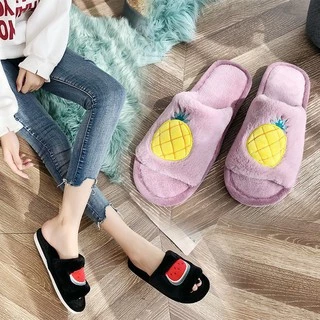 ⚡️ส่งไวจากไทย⚡️(SH-1-06) รองเท้าใส่เดินในบ้าน รองเท้าสลิปเปอร์ slippers ลายผลไม้ ไข่ดาว น่ารักสุดๆ สวมใส่สบาย ขนนุ่มนิ่ม