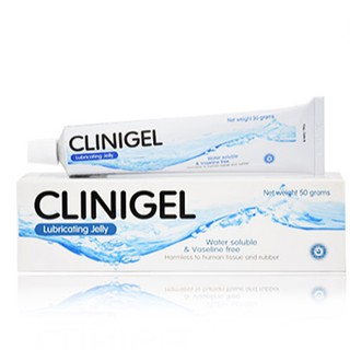 Clinigel คลินิเจล เจลหล่อลื่น 50กรัม  เจลใสสูตรน้ำ ไม่เหนียวเหนอะหนะ ไม่มีสี  ล้างออกง่าย ไม่ทิ้งคราบ ผ่านการฆ่าเชื้อแล้