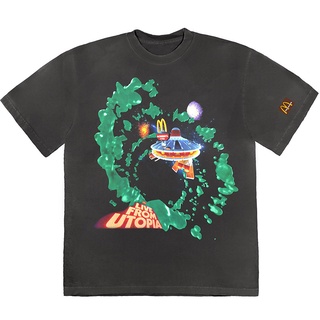 เสื้อยืดแขนสั้น พิมพ์ลาย Travis Scott x McDonalds TS McDonalds joint space UFO สําหรับผู้ชาย และผู้หญิง