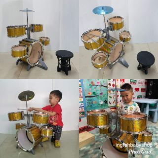 กลองเด็ก กลองชุดเด็ก กลองเด็กเล่น ชุดกลองเด็กเล่น 5 ใบ JAZZ DRUM รุ่นสีทอง