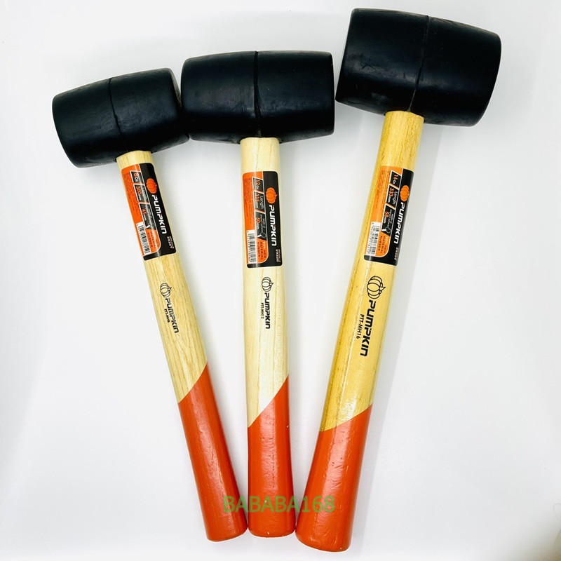 ค้อนยาง PUMPKIN 8ออน 12ออน 16ออน ( Rubber Hammer ) ฆ้อนยาง ค้อนยางดำ ค้อนด้ามไม้ 220g 450g