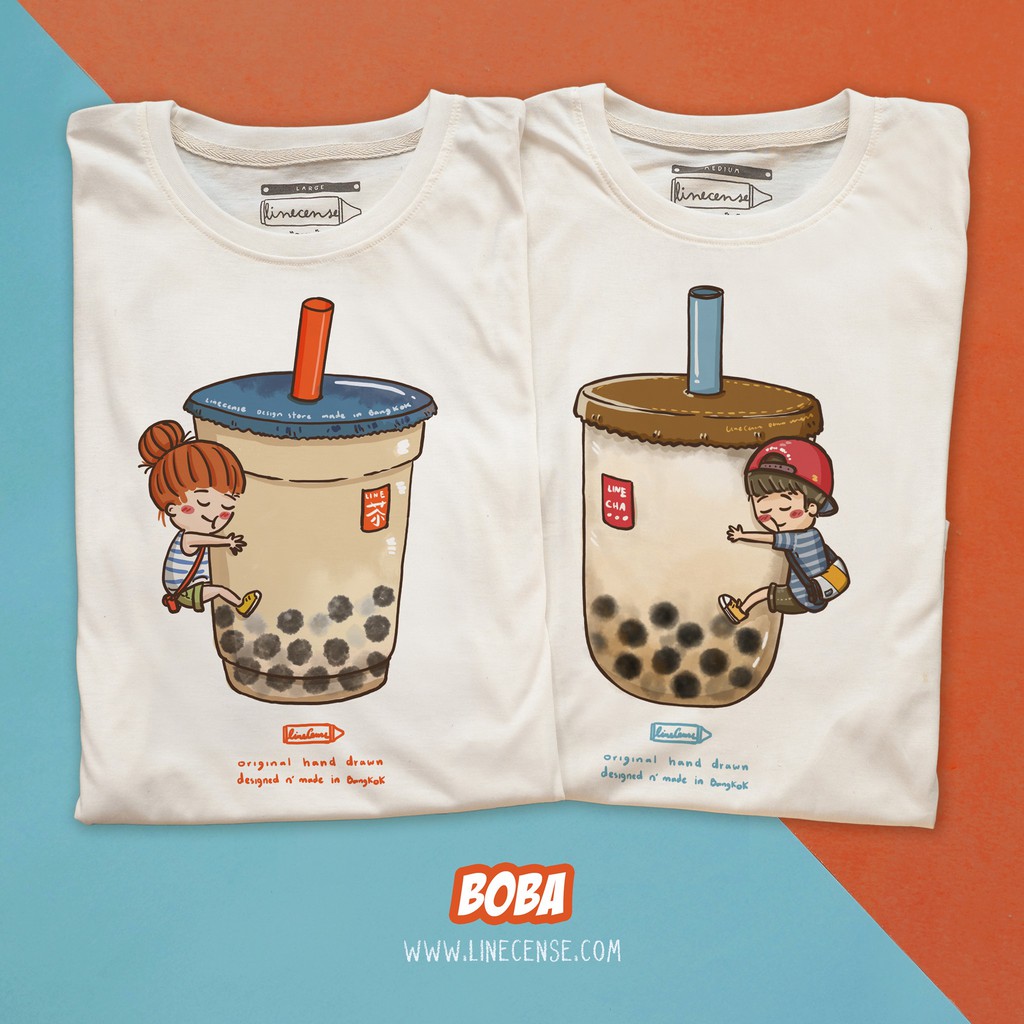 Boba Girl &  Boba Boy t-shrit เสื้อยืด ลายชานม เสื้อคู่ สั่งแยกได้