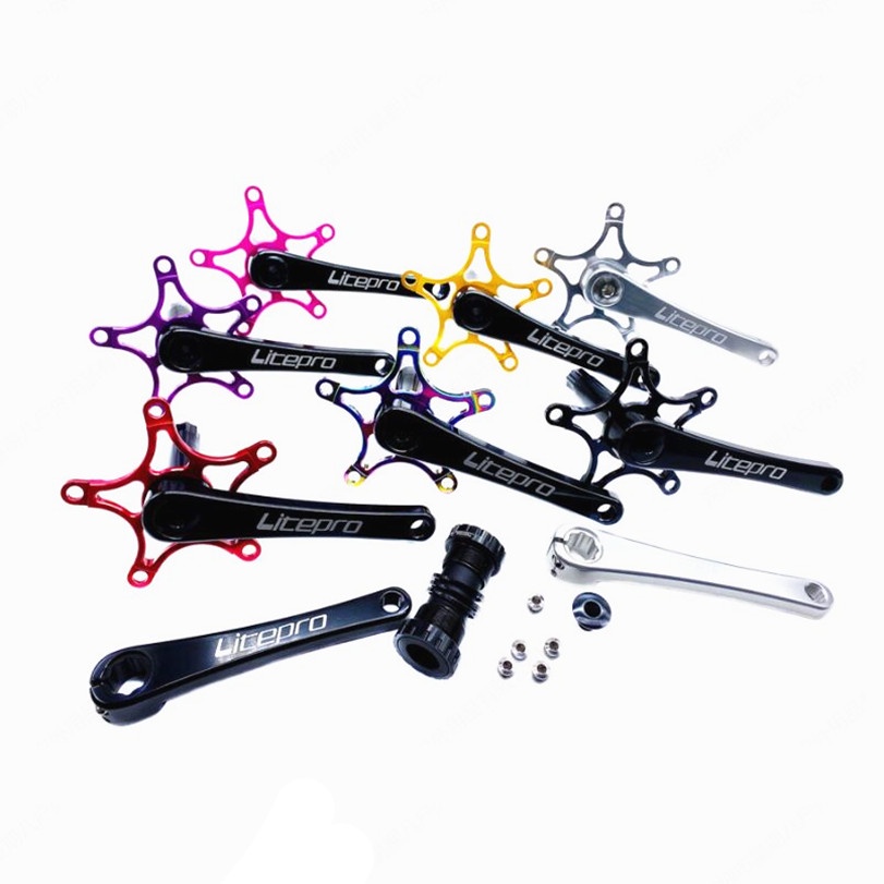 Litepro จักรยานพับแบบบูรณาการ Hollow Crankset 412 อลูมิเนียมน้ําหนักเบา Crankset จักรยานอุปกรณ์เสริม