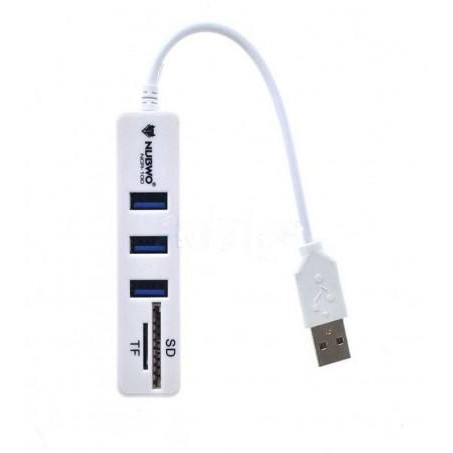 USB HUB (ยูเอสบีฮับ) NUBWO (NCR-100) Hub 3 Ports + 1Card Reader SD, TF (มี 2 สี WHITE | BLACK) ประกัน 1 ปี *ของแท้*