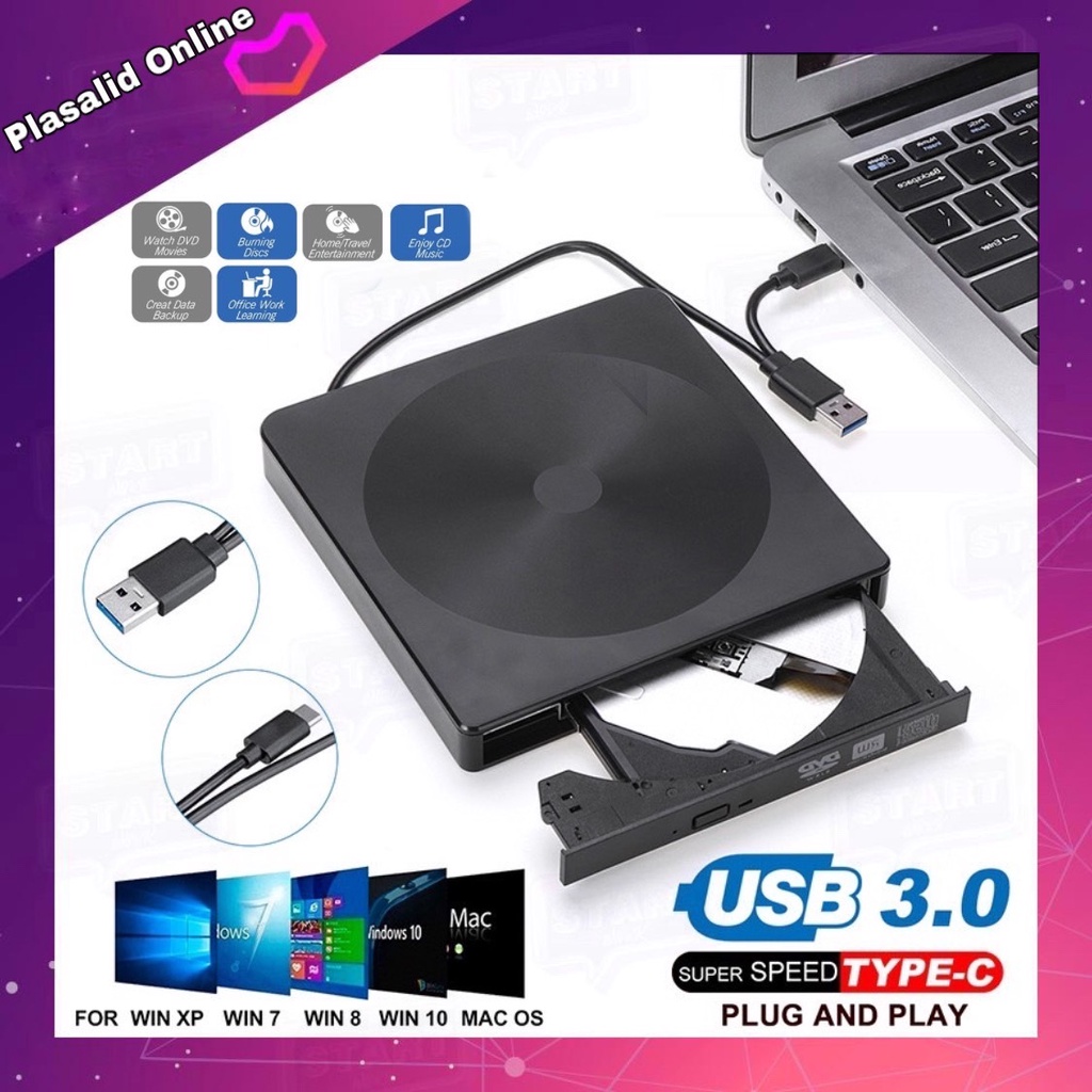 DVD/CD Writer External เครื่องอ่านดีวีดีแบบพกพา ROM Player Optical Driver DVD CD Burner USB 3.0 High
