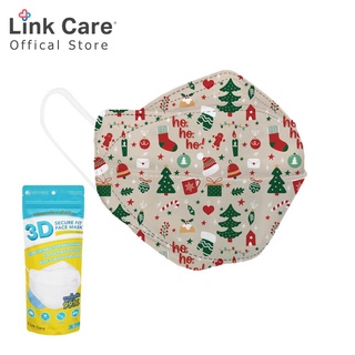 Link Care 3D หน้ากากอนามัย ผู้ใหญ่  โฮ! โฮ! โฮ! HO! HO! HO! (แพ็ค 3ชิ้น)