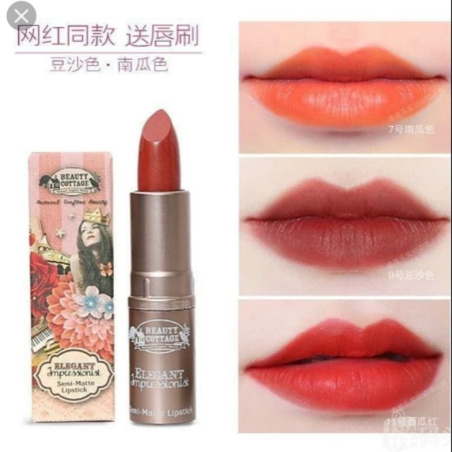 ลดล้างสต๊อก*บิวตี้ คอทเทจ ลิปสติก เซมิ-แมตต์ / Beauty Cottage Elegant  Impression Semi-Matte Lipstick | Shopee Thailand