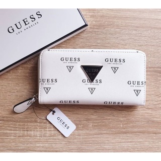 🦋GUESS FACTORY WOMENS ZIP AROUND LONG WALLET 🦋กระเป๋าสตางค์ใบยาวสีขาว