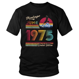 เสื้อยืดคอกลม ผ้าฝ้าย ลาย June 1975 45 ปี 45 ปี ของขวัญวันเกิด แฟชั่นใหม่ สําหรับผู้ชายS-5XL