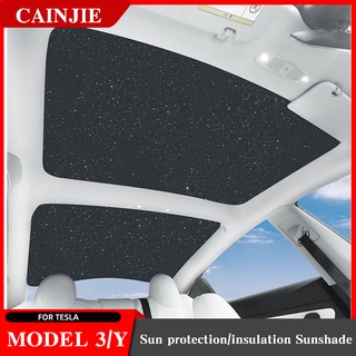 Tesla อุปกรณ์เสริมFor Tesla Model 3 2022 Accessories Sun Shades Glass Roof Sunshade model Y Front Rear Sunroof Windshiel