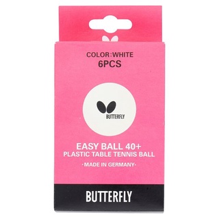 ว๊าว🍟 บัตเตอร์ฟลาย ลูกปิงปอง รุ่น Easy 40+ 6 ลูก Butterfly Easy 40+ White Plastic Table Tennis Ball 6pcs