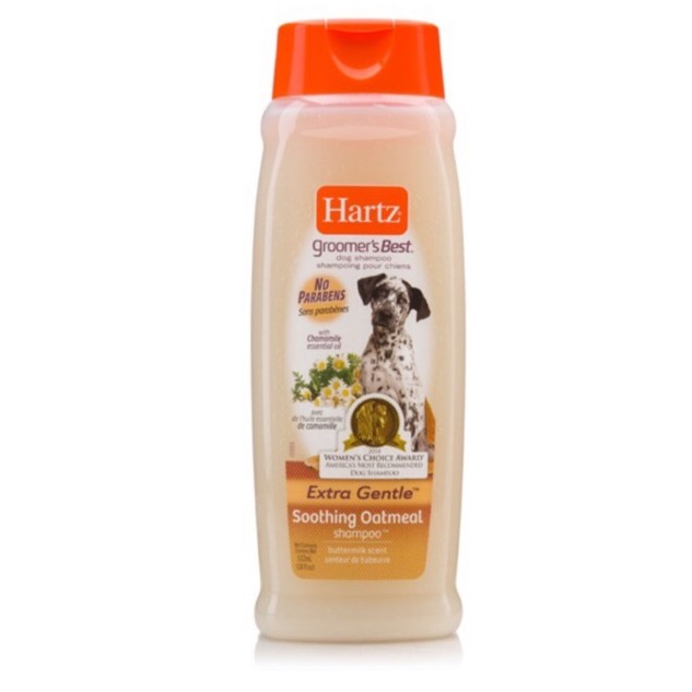 Hartz shampoo shooting oatmeal 532ml ฮาร์ท แชมพูสุนัขสูตรอ่อนโยน
