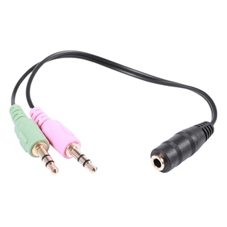 สายเคเบิ้ล 3.5 มม. Female To Stereo Dual Male Y Splitter ไมโครโฟนลําโพงสายเคเบิ้ล