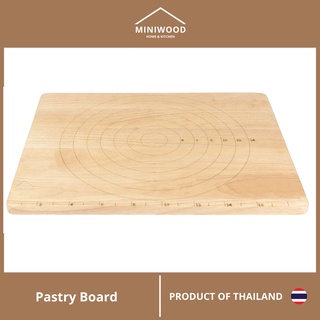 MINIWOOD กระดานนวดแป้ง แผ่นรองนวดแป้ง เขียงไม้ อุปกรณ์เบเกอรี่ ไม้ยางพารา Pastry Board 15"x19" นิ้ว (ไม้นวดแยกจำหน่าย)