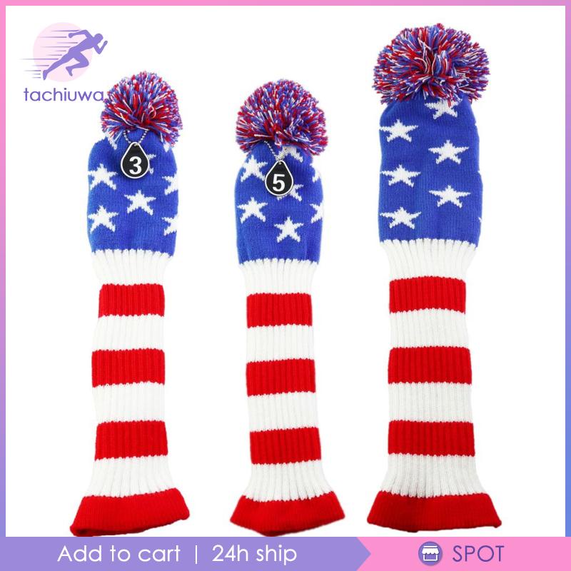 3pcs Golf Pom Pom Knit Headcover Fairway Woods Driver Hybrid Head Covers #8