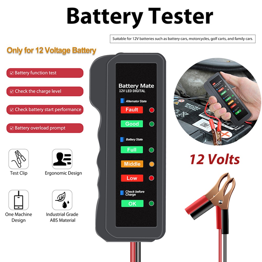 Ancel BM310 เครื่องทดสอบแบตเตอรี่รถยนต์ 12V Digital Auto Checker ไดชาร์จ 6 จอแสดงผล LED เครื่องสแกนเนอร์รถจักรยานยนต์เครื่องมือวินิจฉัย